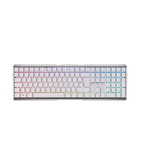 CHERRY MX 3.0S Wireless, Clavier mécanique de Gaming sans Fil avec rétro-éclairage RGB, Disposition Allemande (QWERTZ), Connexion Bluetooth, Radio ou Filaire, MX Brown Switches, Blanc