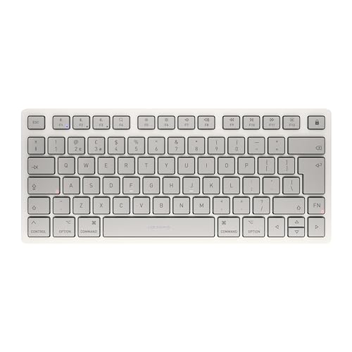 CHERRY KW 7100 Mini BT for Mac, Clavier Compact pour Mac avec 3 canaux Bluetooth, Disposition UK (QWERTY), Clavier sans Fil Multi-Appareils, Blanc Moonlight