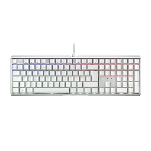 CHERRY XTRFY MX 3.1, clavier de jeu mécanique, disposition pan-nordique (QWERTY), rétro-éclairage RGB, boîtier alu, port USB-A, MX2A RED Switches, blanc