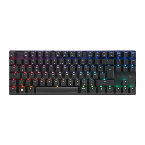CHERRY MX 8.2 TKL Wireless, Clavier de Jeu sans Fil sans Pavé Numérique, Disposition Allemande (QWERTZ), Bluetooth, 2,4 GHz Câble, MX2A Red Switches, Noir