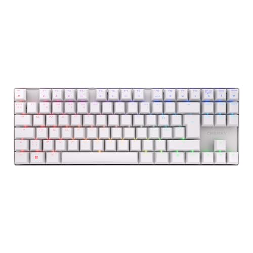 CHERRY MX 8.2 TKL Wireless, Clavier de Jeu sans Fil sans Pavé Numérique, Disposition Pan-Nordique (QWERTY), Bluetooth, 2,4 GHz Câble, MX2A Red Switches, Blanc