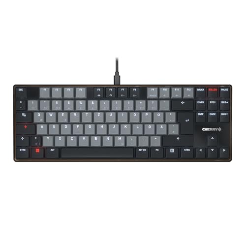 CHERRY KC 500 MX LP TKL, Clavier Mécanique Bas Profil sans Pavé Numérique, Disposition Allemande (QWERTZ), Filaire (USB-A), Interrupteurs MX LP 2.0 Ivory, Noir