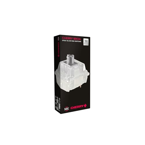CHERRY MX2A RGB Speed Silver Switch Kit, 36 Switches de Clavier Mécaniques, pour DIY, Hot Swap, Clavier de Jeu, Commutateur Linéaire sans Clic, Rapide Direct