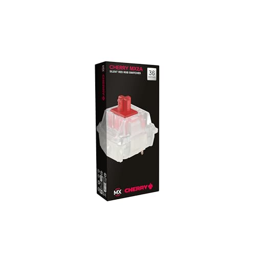 CHERRY MX2A RGB Silent Red Switch Kit, 36 Switches de Clavier Mécaniques, pour DIY, Hot Swap, Clavier de Jeu, Commutateur Linéaire sans Clic, Doux Silencieux