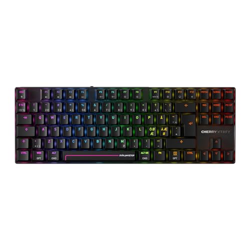 Cherry XTRFY MX 8.2 Pro TMR Wireless, Clavier de Jeu magnétique mécanique TKL Disposition Pan Nordique (QWERTY), Interrupteur Cherry MK Crystal remplaçable à Chaud, Noir