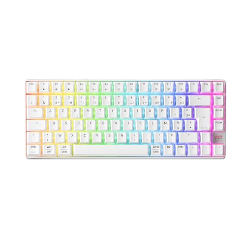 Cherry XTRFY K33 Compact Wireless, Clavier Gaming sans Fil Mem-chanical 75 , Multi-Appareils, Rétroéclairage RGB, IP54 Résistant à la Poussière et Aux Éclaboussures, Disposition FR (AZERTY), Blanc