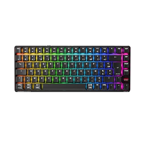 Cherry XTRFY K33 Compact Wireless, Clavier Gaming sans Fil Mem-chanical 75 , Multi-Appareils, Rétroéclairage RGB, IP54 Résistant à la Poussière et Aux Éclaboussures, Disposition FR (AZERTY), Noir