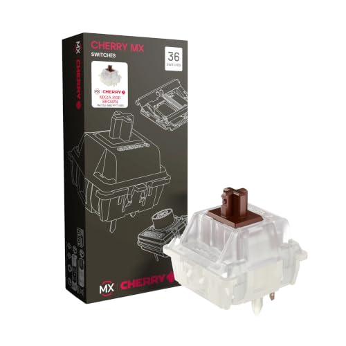 CHERRY MX2A RGB Brown Switch Kit, 36 Switches de Clavier Mécaniques (5-PIN), pour DIY, Hot Swap ou Clavier de Jeu, Commutateur Tactile sans Clic, Visé Sensible