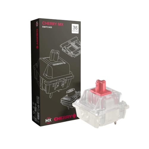 CHERRY MX2A RGB Silent Red Switch Kit, 36 Switches de Clavier Mécaniques (5-PIN), pour DIY, Hot Swap, Clavier de Jeu, Commutateur Linéaire sans Clic, Doux Silencieux