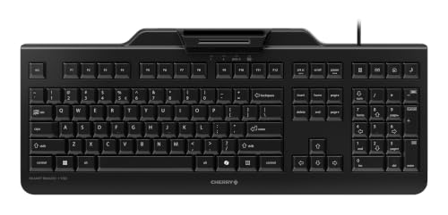 Cherry Smart Board 1150, Clavier de sécurité Filaire avec Lecteur de Carte intégré, Disposition UE (QWERTY), Plug Play (USB-A), Design Plat, Noir