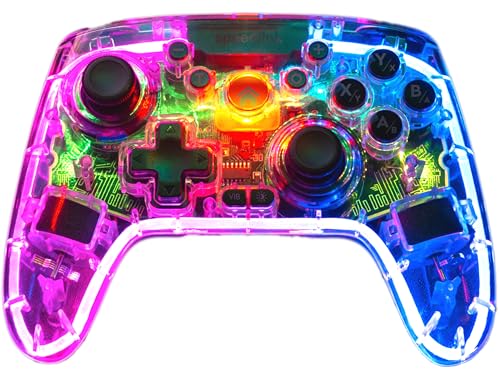Speedlink RAIT NX RGB Gamepad - Manette PC sans fil USB ou Bluetooth, éclairage transparent, vibration, capteurs à effet Hall, touches macro supplémentaires, pour PC PS3 Android Switch