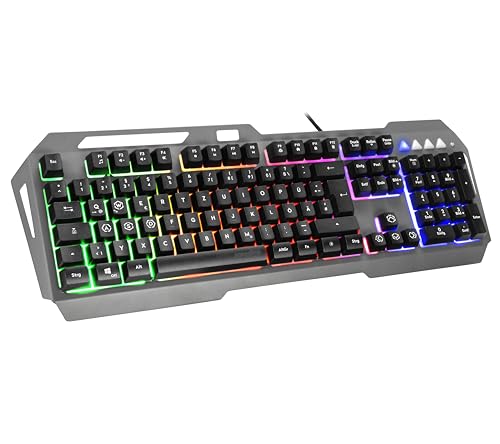 Speedlink LUNERA Metal Rainbow Gaming Keyboard – Clavier de Jeu –avec éclairage –Clavier Plein Format –Disposition DE, Noir