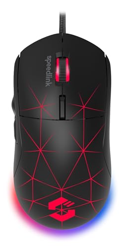 Speedlink CORAX Souris Gaming - avec câble, éclairage LED Multicolore, Prise USB, Souris Filaire PC avec 5 Touches programmables, Interrupteur DPI Jusqu’à 3 200 dpi, câble recouvert, Noir
