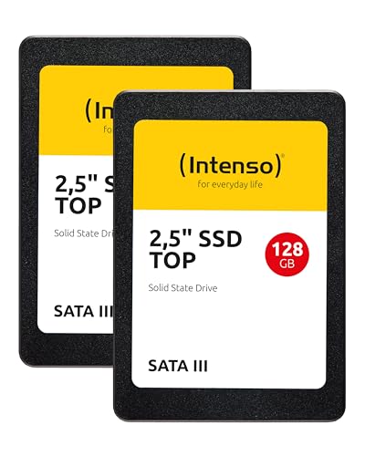Intenso Lot de 2 SSD SATA III Top 2,5 (2 × 128 Go) – SSD Rapide et résistant aux Chocs pour PC et Ordinateur Portable, jusqu'à 550 Mo s en Lecture, 500 Mo s en écriture, Lot de 2, Noir