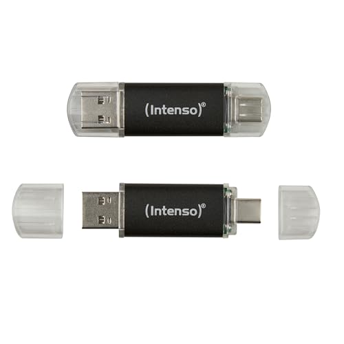 Intenso Twist Line Dual Clé USB 2 x 128 Go – Super Speed USB 3.2 Gen 1 x 1 jusqu'à 70 Mo s, USB-C et USB-A, Anthracite