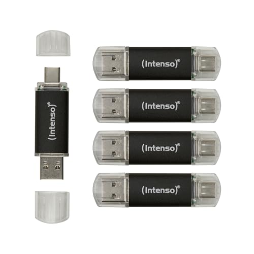 Intenso Twist Line Dual Clé USB 5 x 32 Go – Super Speed USB 3.2 Gen 1 x 1 jusqu'à 70 Mo s, USB-C et USB-A, Anthracite