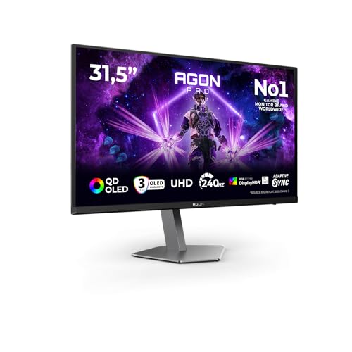 AOC Moniteur AG326UZD2P 32 Pouce 240Hz QD-OLED Dalle, 0.03ms GtG, HDR500 TrueBlack, FreeSync Prem Pro, G-Sync Comp, Ajustable en Hauteur, Haut-parleurs, USB Hub(3840x2160 HDMI 2X 2.1 DP 1x 2.1) Noir