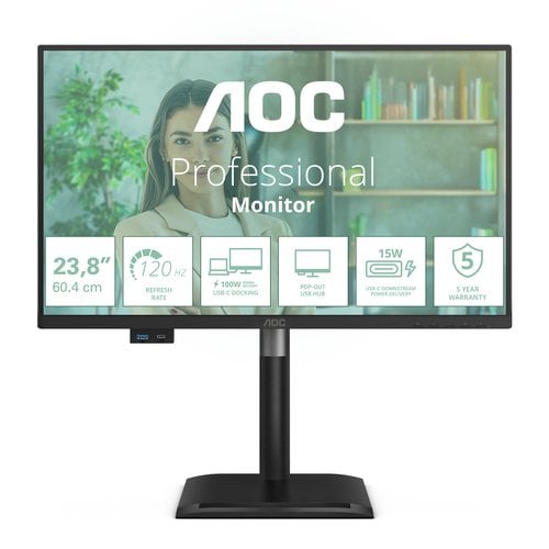AOC Écran PC AOC 24P4CV 24 Full HD 120Hz IPS USB-C Hub Réglable Hauteur
