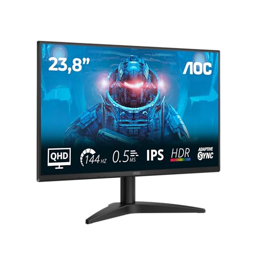 Moniteur AOC Q24B36X 23,8 Pouces WQHD 144 Hz, Dalle IPS, MPRT 0,5 ms, Adaptive Sync, HDR10, (2560 x 1440 HDMI 1 x 2.0 DP 1.4) Noir