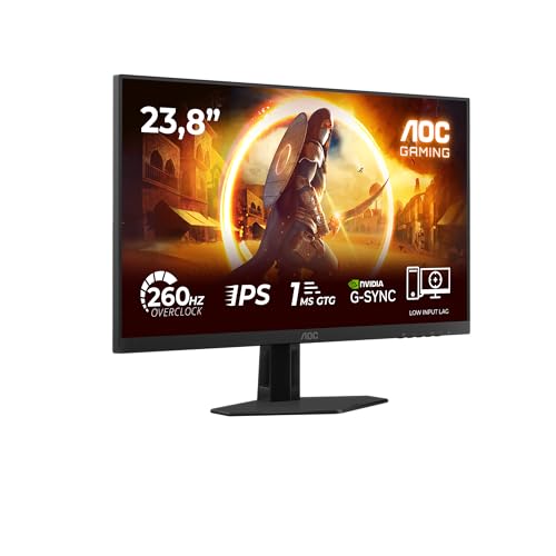 AOC Moniteur 24G4ZREP 24 Pouce 260Hz (OC, Native 240Hz) Fast IPS Dalle, 1ms GtG, HDR10, G-Sync Compatible, (1920x1080 HDMI 2X 2.0 DP 1x 1.4) Noir