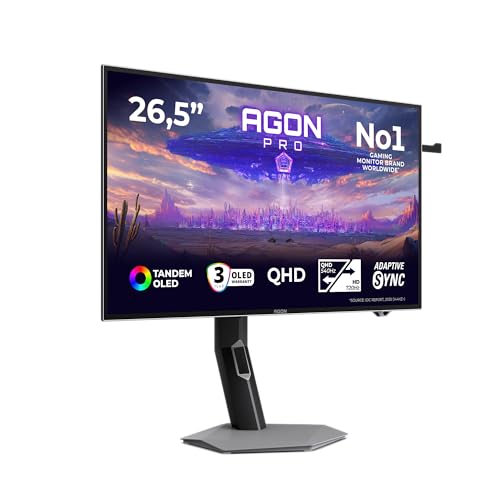 AOC Moniteur AGP277QKDC 27 Pouce 540Hz W-OLED Dalle, 0.03ms GtG, HDR500 TrueBlack, G-Sync Comp., Ajustable en Hauteur, Haut-parleurs, USB Hub(2560x1440 HDMI 2X 2.1 DP 1x 2.1) Gris foncé