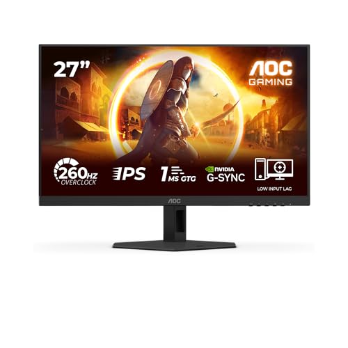AOC Moniteur 27G4ZREAD 27 Pouce 260Hz (OC, Native 240Hz) Fast IPS Dalle, 1ms GtG, HDR10, G-Sync Compatible, (1920x1080 HDMI 2X 2.0 DP 1x 1.4) Noir