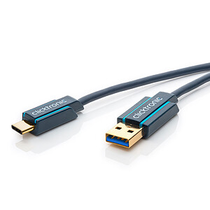 Clicktronic Cable USB C To USB A 3 0 Male Male 1 m
