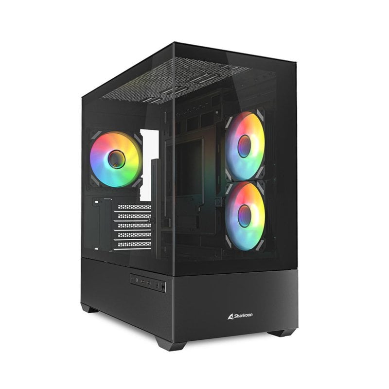 Sharkoon Boîtier Sharkoon MK6 RGB Midi Tower PC White Micro ATX Avec Ventilateurs RGB