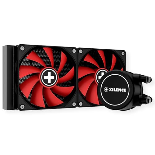 Xilence LQ240 Watercooling AiO AMD et Intel 240mm, AM5 AM4, LGA 1700 2066 2011 1151 1150 1155 1156 1200, 300W TDP, 2x ventilateurs PWM 120mm silencieux, pour PC Gaming Streaming Rendering, noir