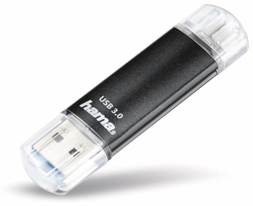 Hama Laeta Twin Clé USB 3.0 - Flash Drive 128 Go, Vitesse jusqu'à 40 Mo s, Clef avec connecteurs USB A Micro USB, pour PC Mac - Grise