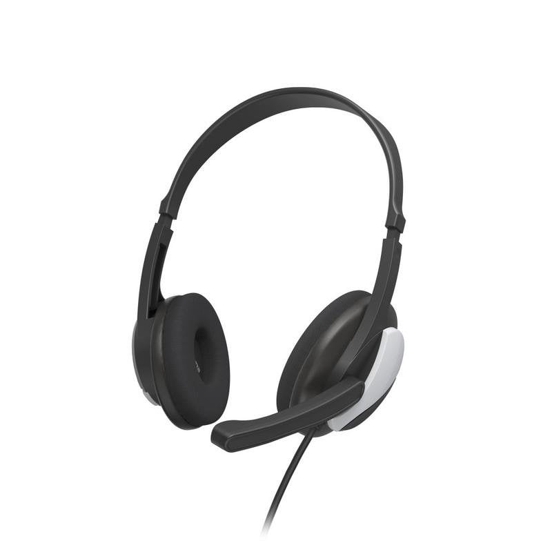 Hama Auriculares Hama HS-P100 V2 avec fil Jack 3,5 mm pour bureau et PC, micro perche, Black et Silver