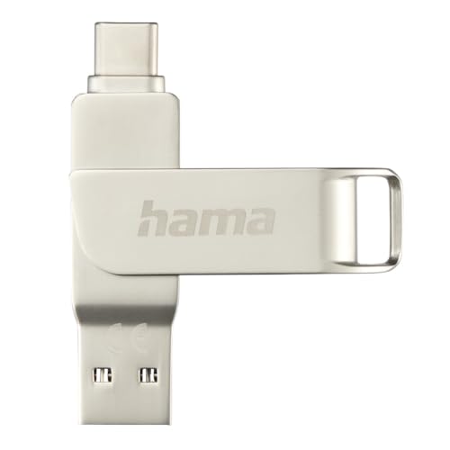 Hama Clé USB 128 Go Double connecteurs USB-C USB-A, 100 Mo s, Argentée