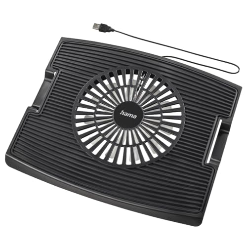 Hama Refroidisseur pour Ordinateur Portable 15,6 (Portable, antidérapant, câble USB A, pour Ordinateur Portable, 15,6 Pouces, Ventilateur, LED) Noir