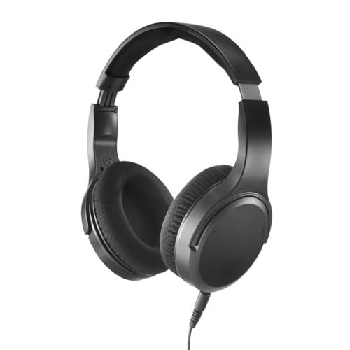 Hama Casque TV Filaire 6 m, Circum-aural, Câble Extra Long Amovible, Réglage Volume Séparé Gauche Droite, Casque Audio Idéal Seniors ou Malentendants, Jack 3,5 mm et Adaptateur 6,35 mm, Noir