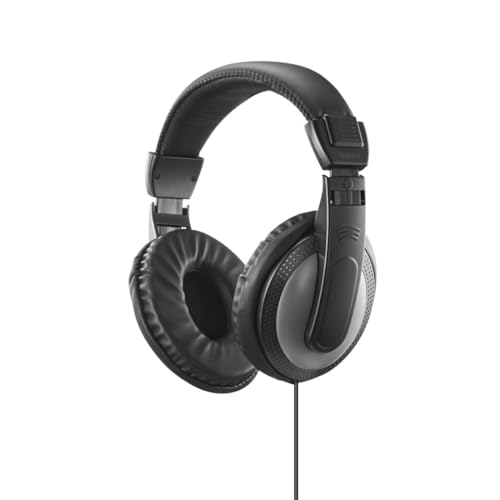 Hama Casque TV Filaire 6m ShellTV II, Circum-aural, Câble Extra-Long, Réglage du Volume Intégré, Jack 3.5 mm, Adaptateur Jack 6.35mm Inclus Plaqués Or, Idéal Hi-FI et Télévision, Noir