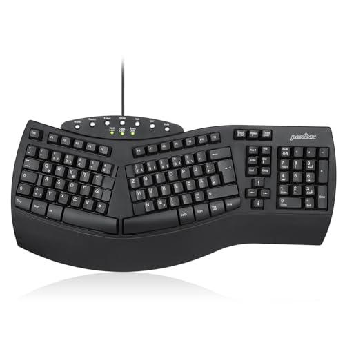 Perixx PERIBOARD-512 Clavier Ergonomique - Clavier partagé - USB - Recommandé pour Les Bras de Tennis -QWERTZ Disposition Allemande - Noir