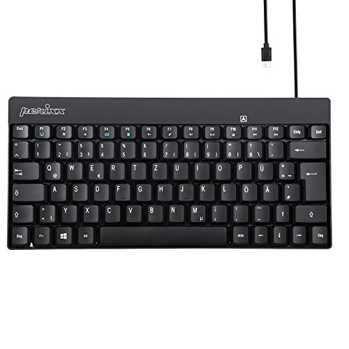 Perixx PERIBOARD-422 Mini Clavier Compact Filaire, Connexion USB C, sans Verrouillage numérique, Noir, QWERTZ