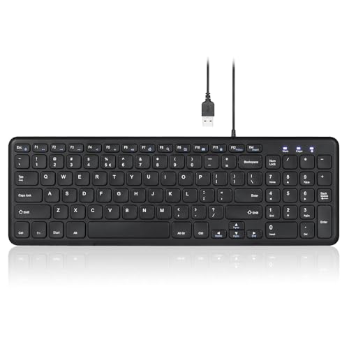 Perixx PERIBOARD-213U, Clavier QWERTY US Compacte Silencieux sans-Fil – Clavier Chiclet avec Touches Ciseaux Silencieuses et Touches Multimédia pour Windows - Noir