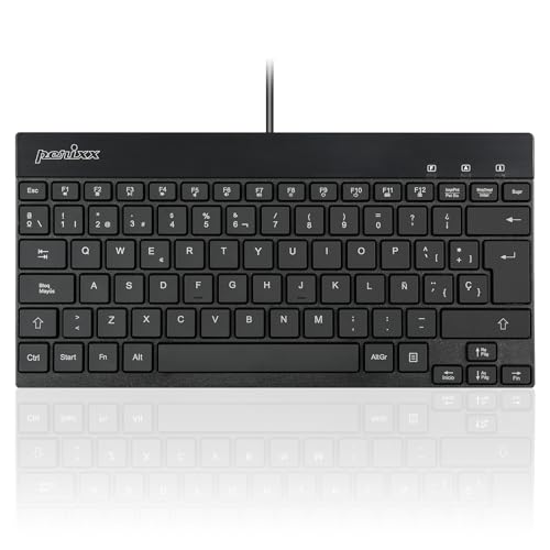 Perixx PERIBOARD-326 Mini Clavier USB rétroéclairé, touches courtes, compact, QWERTY ES, design minimaliste