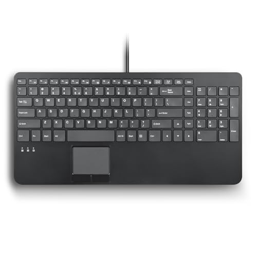 perixx PERIBOARD-534 – Clavier Filaire Compact QWERTY avec Pavé Tactile – Touches Ciseaux Silencieuses – 2 Hubs USB Intégrés – Pavé Numérique – Plug and Play – Design Professionnel Noir