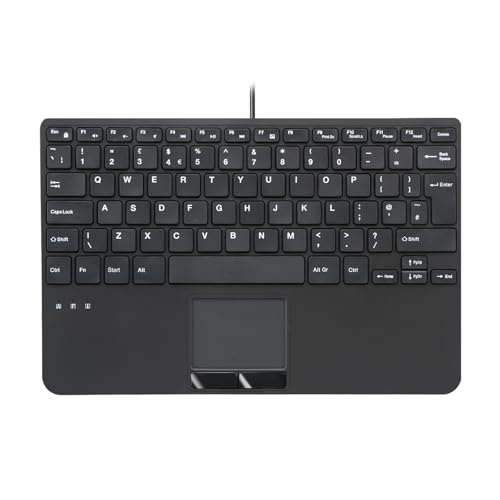 perixx PERIBOARD-525 H UK Mini clavier filaire USB avec pavé tactile – Touches ciseaux de type X – 28,4 x 18,2 x 2,8 cm – 2 concentrateurs USB intégrés – UK anglais