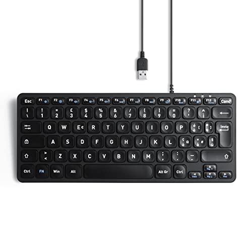 Perixx PERIBOARD-432 Mini Clavier Filaire USB - Touches à Ciseaux de Type X - Grande Impression - Disposition française