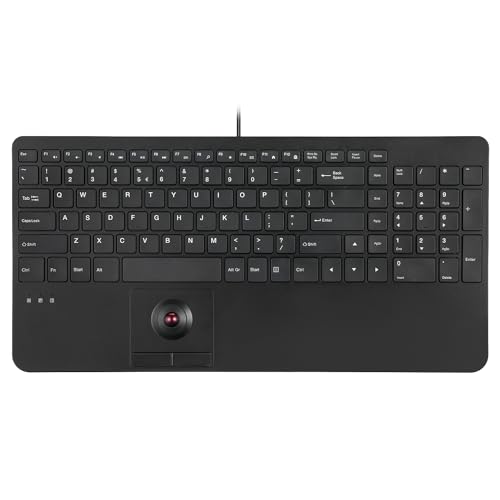 Perixx PERIBOARD-538 US Clavier USB Ordinateur Compact Filaire avec Boule de Commande – Touches Ciseaux de Type X – 397 x 198 x 37 mm – 2 Concentrateurs USB Intégrés – Noir