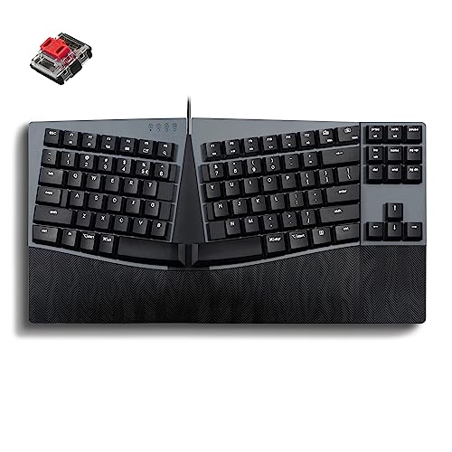 Perixx PERIBOARD-335RD Clavier Mécanique Compact Filaire Ergonomique - Commutateurs Linéaires Rouge - Fonction Programmable avec Touches Macro - Compatible Windows et Mac OS X - US Anglais