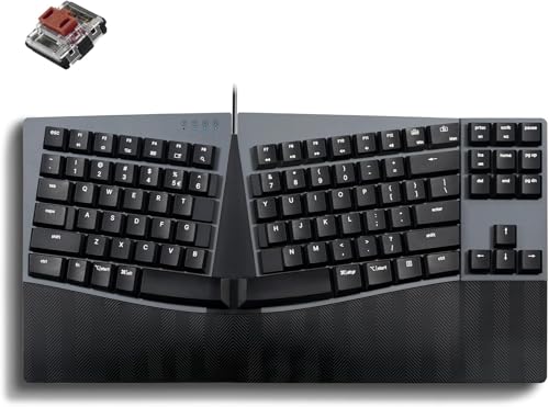Perixx PERIBOARD-335BR Clavier Mécanique Compact Filaire Ergonomique - Commutateurs Tactiles Marron - Fonction Programmable avec Touches Macro - Compatible Windows et Mac OS X - US Anglais