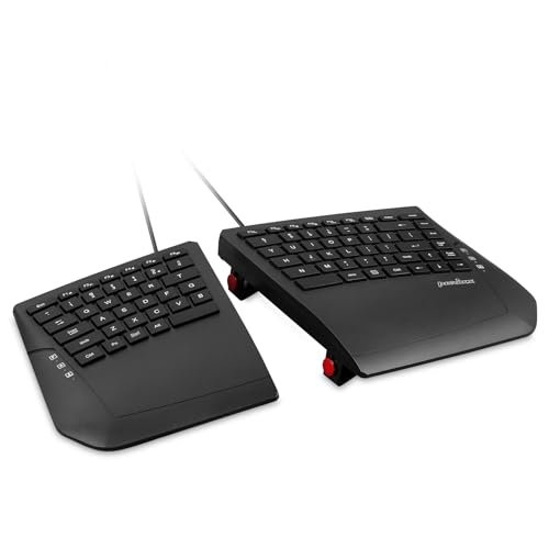 Perixx PERIBOARD-524B US, [Mise à Jour du firmware] Clavier fractionné Ergonomique Filaire - Angle d'inclinaison réglable - Touches à Membrane Low Profile - Noir - Anglais américain