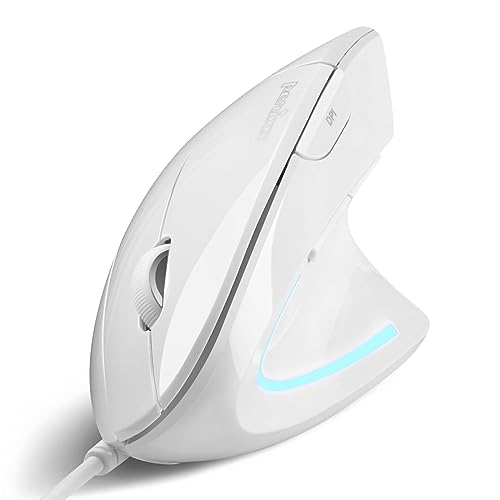 perixx PERIMICE-513W Souris USB Verticale Filaire Blanche 6 Boutons 1000 1600 DPI Droitier