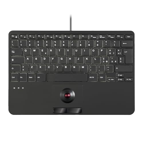 Perixx PERIBOARD-526 IT, Clavier Mini USB filaire avec Trackball - Touches à ciseaux X Type - 11,18 x 7,17 x 1,1 pouces - 2 concentrateurs USB intégrés - Disposition informatique française