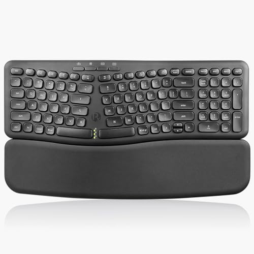 perixx PERIBOARD-636B Clavier Compact Ergonomique sans Fil - Touches silencieuses, Technologie 2,4 GHz, numérique intégré, Repose-Poignet magnétique Amovible - UK QWERTY
