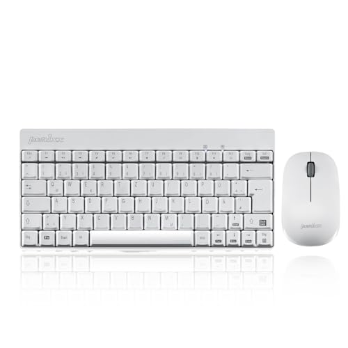 Perixx PERIDUO-712 Mini Clavier et Souris sans Fil avec Nano récepteur 2,4 GHz Blanc